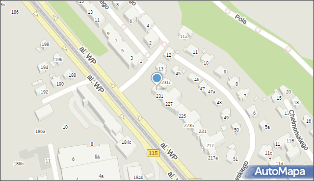 Szczecin, Aleja Wojska Polskiego, 231b, mapa Szczecina