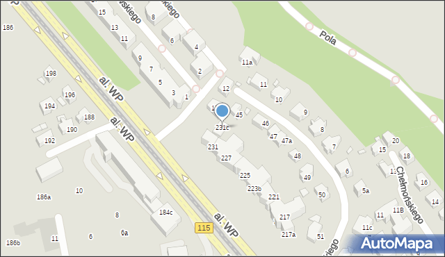 Szczecin, Aleja Wojska Polskiego, 231c, mapa Szczecina