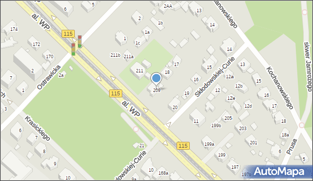 Szczecin, Aleja Wojska Polskiego, 209, mapa Szczecina