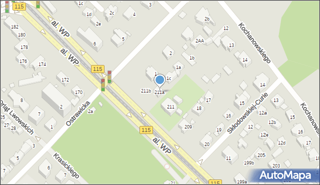 Szczecin, Aleja Wojska Polskiego, 211a, mapa Szczecina