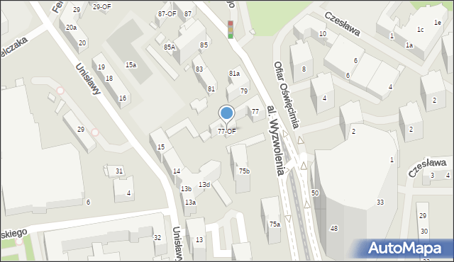 Szczecin, Aleja Wyzwolenia, 77-OF, mapa Szczecina