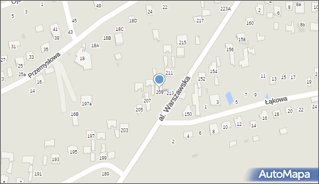 Tarnobrzeg, Aleja Warszawska, 209, mapa Tarnobrzegu