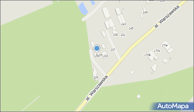 Tarnobrzeg, Aleja Warszawska, 231, mapa Tarnobrzegu