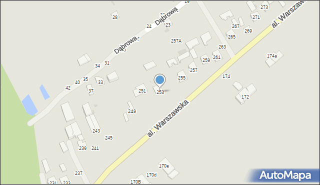 Tarnobrzeg, Aleja Warszawska, 253, mapa Tarnobrzegu