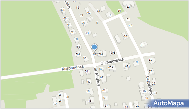 Tarnów, Aleja Piaskowa, 69, mapa Tarnów