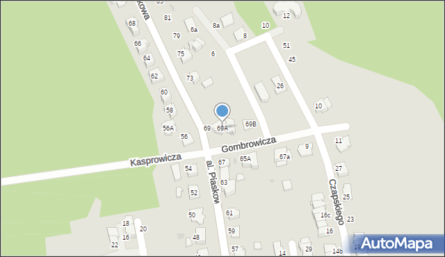 Tarnów, Aleja Piaskowa, 69A, mapa Tarnów