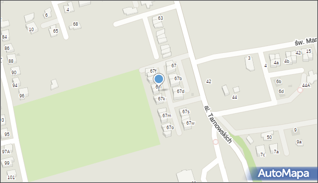 Tarnów, Aleja Tarnowskich, 67j, mapa Tarnów