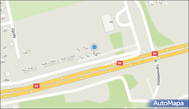 Tarnów, Aleja Tarnowskich, 71g, mapa Tarnów