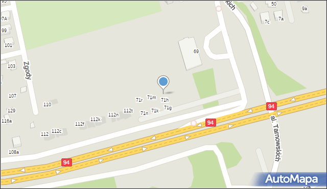 Tarnów, Aleja Tarnowskich, 71j, mapa Tarnów