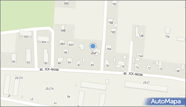 Teresin, Aleja XX-lecia, 80A, mapa Teresin