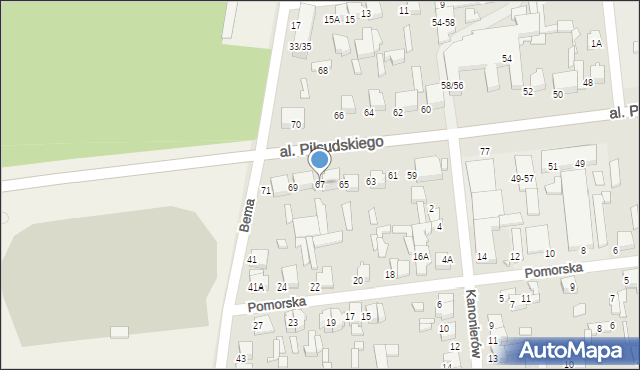 Tomaszów Mazowiecki, Aleja Piłsudskiego Józefa, marsz., 67, mapa Tomaszów Mazowiecki