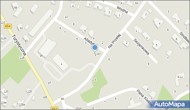 Toruń, Alladyna, 1, mapa Torunia