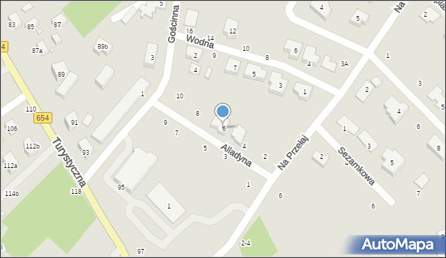 Toruń, Alladyna, 6, mapa Torunia