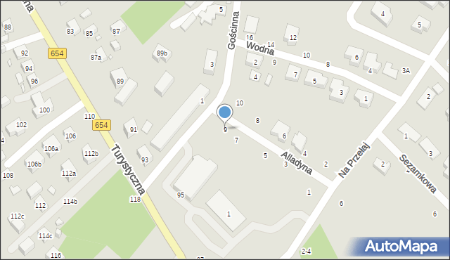 Toruń, Alladyna, 9, mapa Torunia