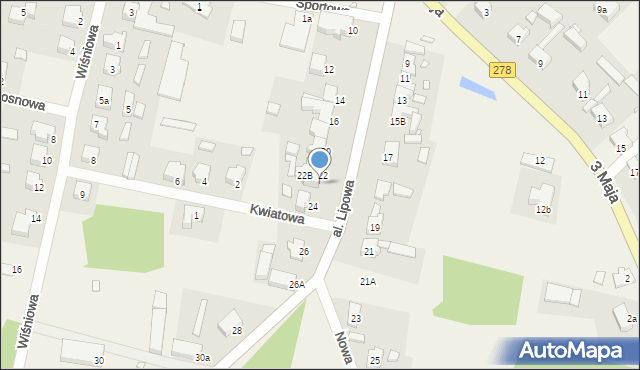 Trzebiechów, Aleja Lipowa, 22A, mapa Trzebiechów