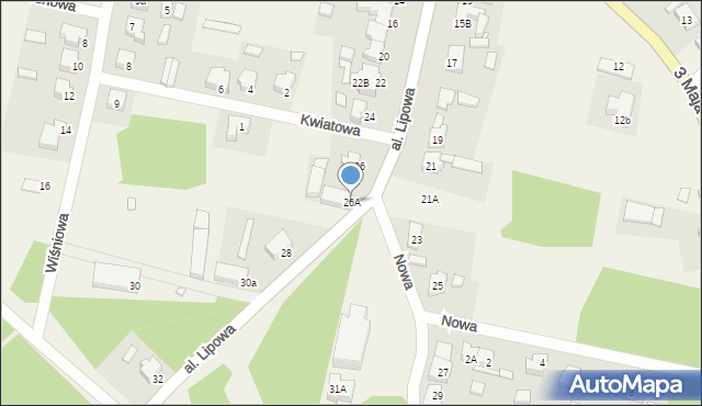 Trzebiechów, Aleja Lipowa, 26A, mapa Trzebiechów