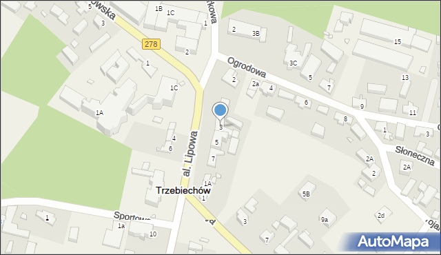 Trzebiechów, Aleja Lipowa, 3, mapa Trzebiechów