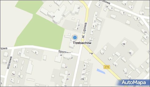Trzebiechów, Aleja Lipowa, 8, mapa Trzebiechów