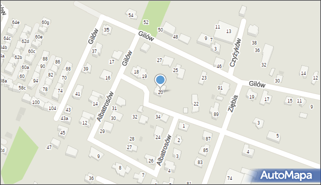 Tychy, Albatrosów, 20, mapa Tychów