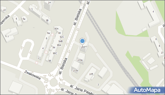 Tychy, Aleja Bielska, 103, mapa Tychów