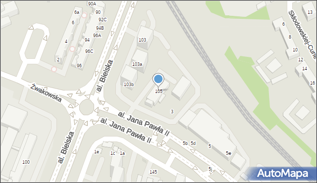 Tychy, Aleja Bielska, 105, mapa Tychów