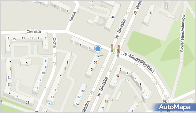 Tychy, Aleja Bielska, 54, mapa Tychów