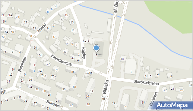 Tychy, Aleja Bielska, 7, mapa Tychów