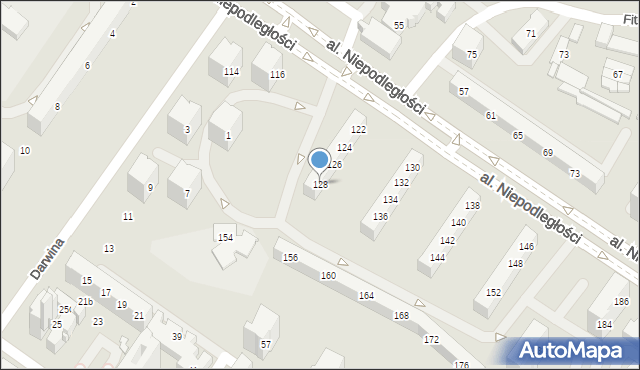 Tychy, Aleja Niepodległości, 128, mapa Tychów