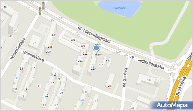 Tychy, Aleja Niepodległości, 218, mapa Tychów