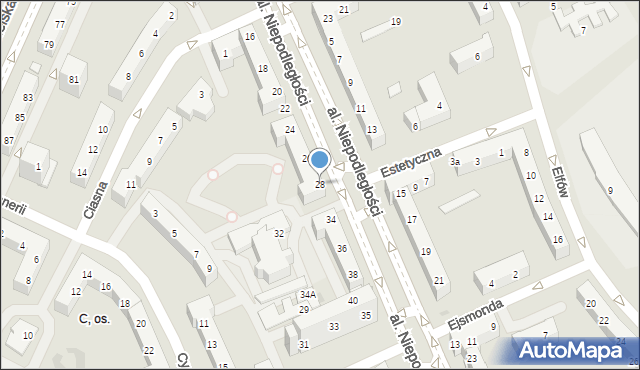 Tychy, Aleja Niepodległości, 28, mapa Tychów