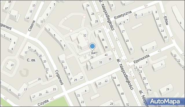 Tychy, Aleja Niepodległości, 34A, mapa Tychów