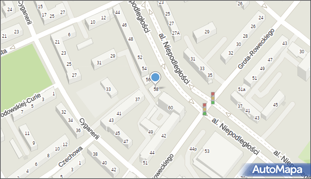Tychy, Aleja Niepodległości, 58, mapa Tychów
