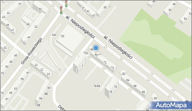 Tychy, Aleja Niepodległości, 70, mapa Tychów