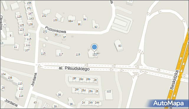 Tychy, Aleja Piłsudskiego Józefa, marsz., 121, mapa Tychów