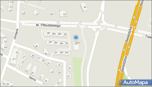 Tychy, Aleja Piłsudskiego Józefa, marsz., 122, mapa Tychów