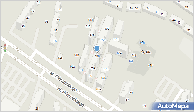 Tychy, Aleja Piłsudskiego Józefa, marsz., 65B, mapa Tychów