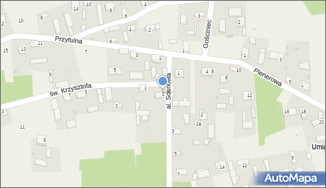Umianowice, Aleja Sosnowa, 2, mapa Umianowice