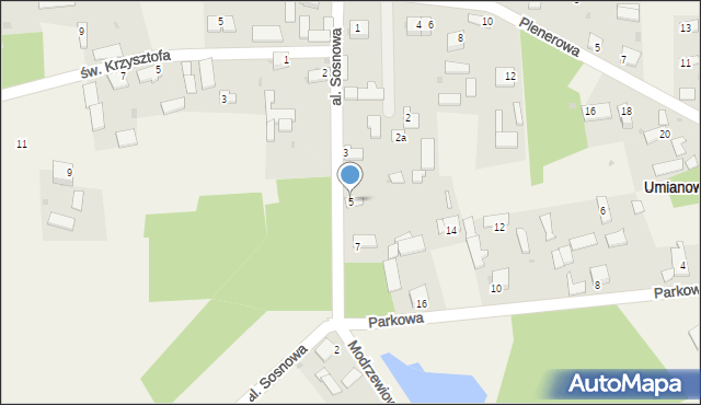 Umianowice, Aleja Sosnowa, 5, mapa Umianowice