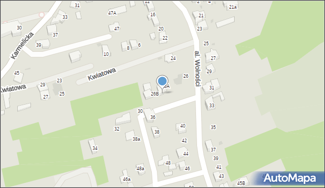 Wadowice, Aleja Wolności, 28, mapa Wadowice
