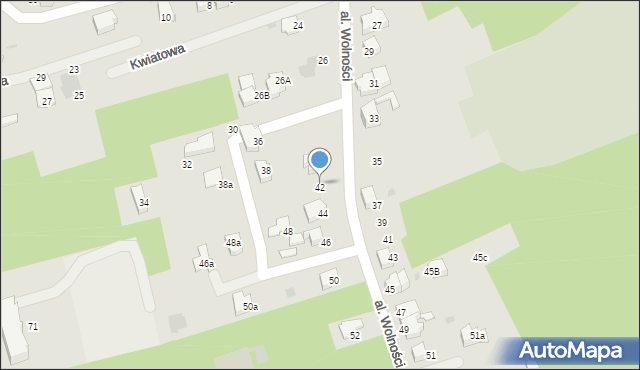 Wadowice, Aleja Wolności, 42, mapa Wadowice