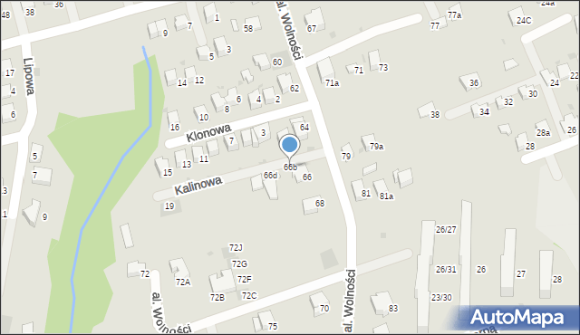 Wadowice, Aleja Wolności, 66b, mapa Wadowice