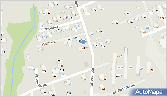 Wadowice, Aleja Wolności, 68, mapa Wadowice