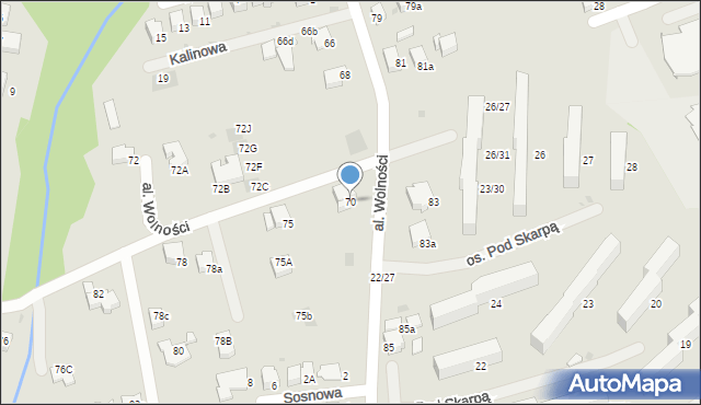 Wadowice, Aleja Wolności, 70, mapa Wadowice