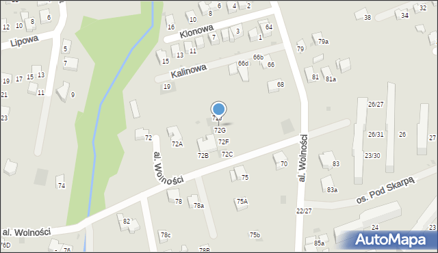 Wadowice, Aleja Wolności, 72H, mapa Wadowice