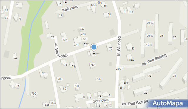 Wadowice, Aleja Wolności, 75, mapa Wadowice