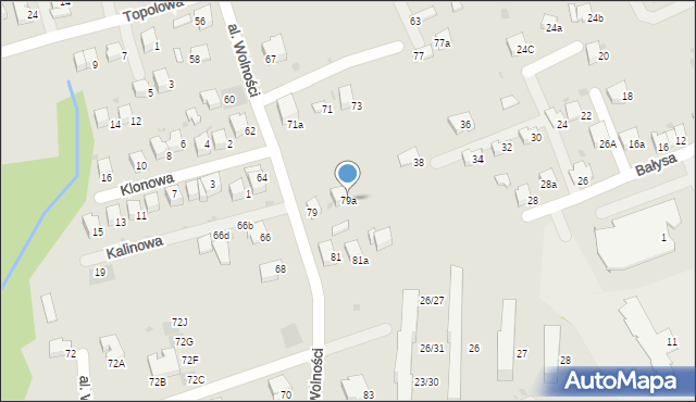 Wadowice, Aleja Wolności, 79a, mapa Wadowice