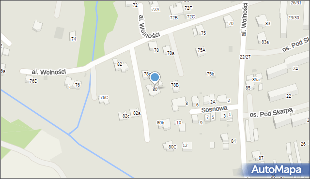 Wadowice, Aleja Wolności, 80, mapa Wadowice