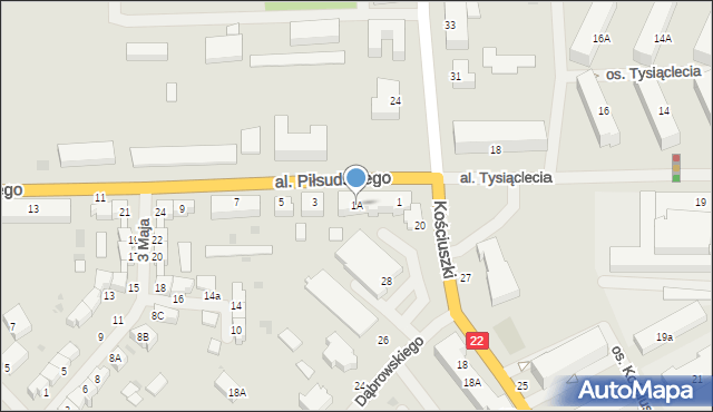 Wałcz, Aleja Piłsudskiego Józefa, marsz., 1A, mapa Wałcz