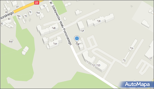 Wałcz, Aleja Zdobywców Wału Pomorskiego, 72B, mapa Wałcz