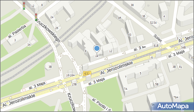 Warszawa, Aleja 3 Maja, 14, mapa Warszawy